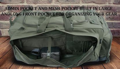 Large Duffle Bag Duffel Pack with Backpack Shoulder Straps and Shoes Compartment 105L for Sports Travel Hunting Camping.