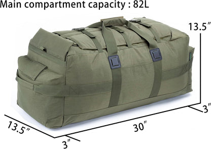 Large Military Duffle Bag Backpack Tactical Field Gear Equipment Duffel Bag Army Deployment Bag 85L